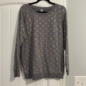 Large Old Navy Grey and Gold polka dot Sweatshirt